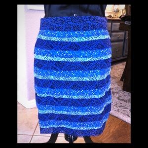 White House/Black Market Skirt Multi Blue tones